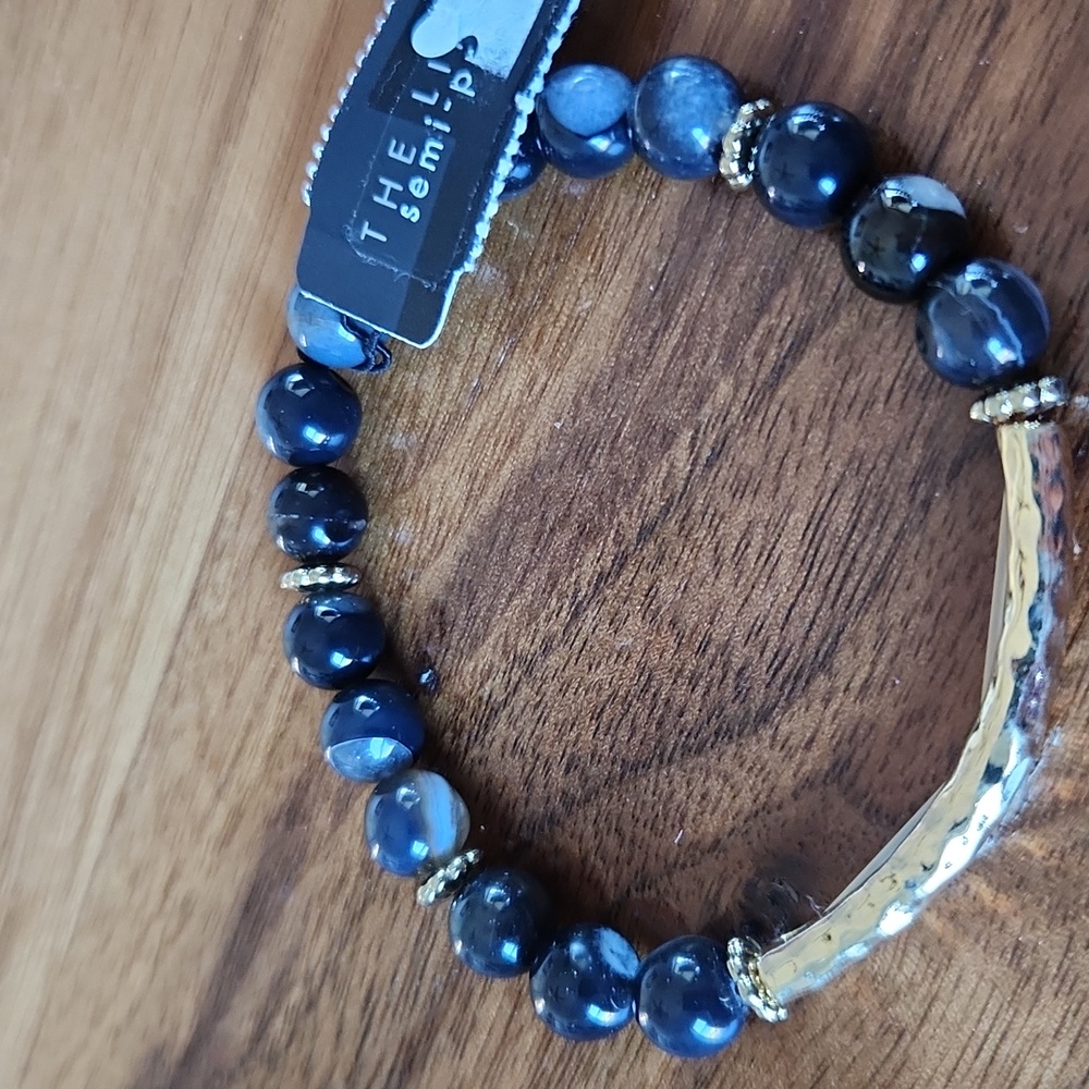 The Limited Blue and Gold Beaded Bracelet - Picture 2 of 3